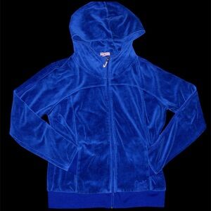 Juicy Couture Blue Velour Zip-Up Hoodie Jacket